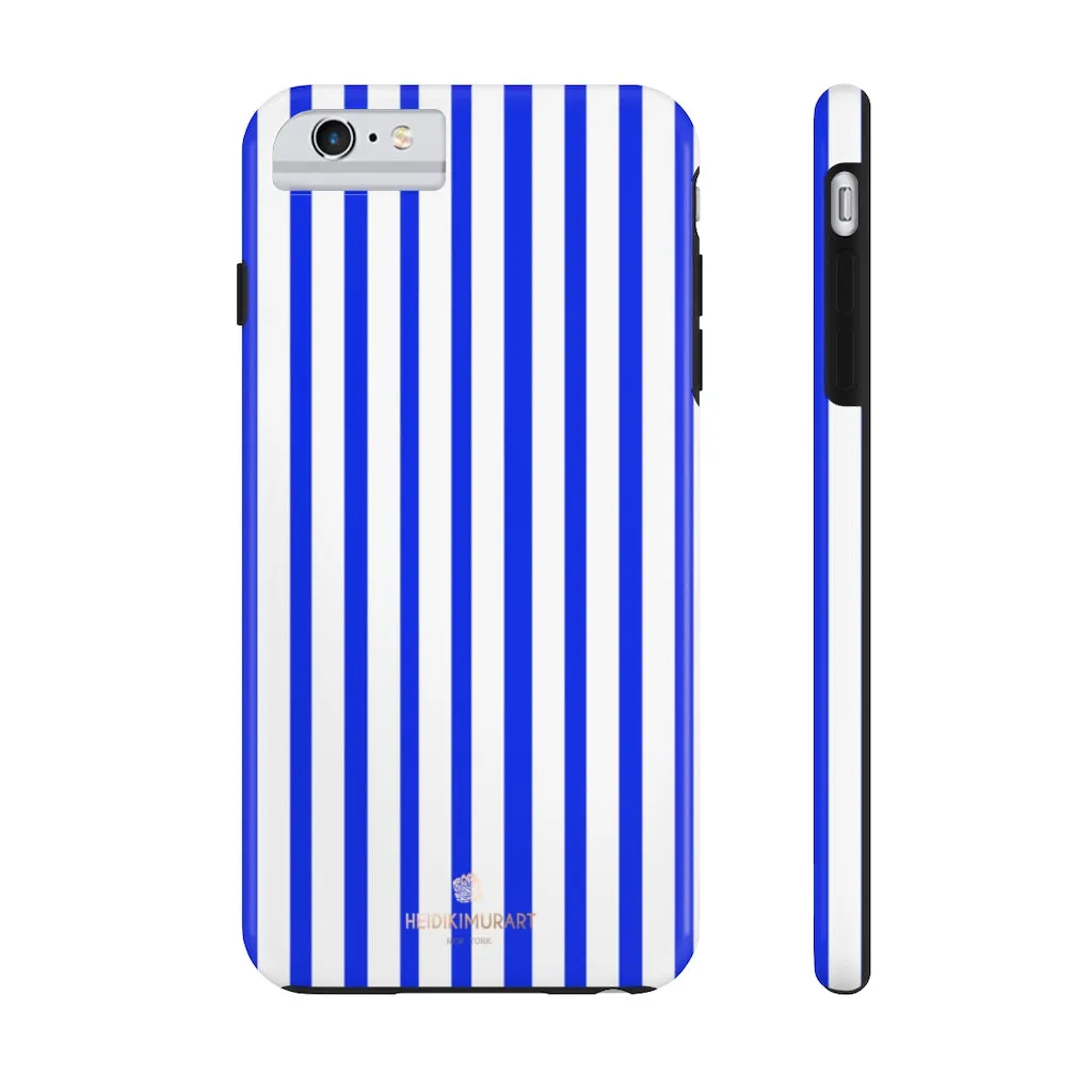 Blue Striped iPhone Case, Modern Designer Case Mate Tough Samsung Galaxy Phone Cases