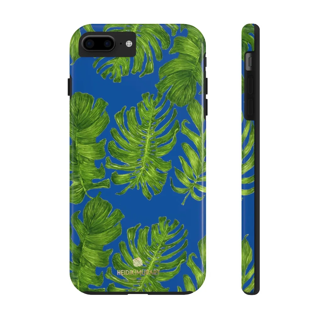 Blue Tropical Leaf iPhone Case, Green Hawaiian Case Mate Tough Samsung Galaxy Phone Cases