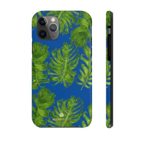 Blue Tropical Leaf iPhone Case, Green Hawaiian Case Mate Tough Samsung Galaxy Phone Cases