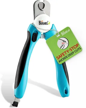 BOSHEL Dog Nail Clippers and Trimmer - with Safety Guard to Avoid Over-Cutting Nails & Free Nail File - Razor Sharp Blades - Sturdy Non Slip Handles - for Safe, Professional at Home Grooming