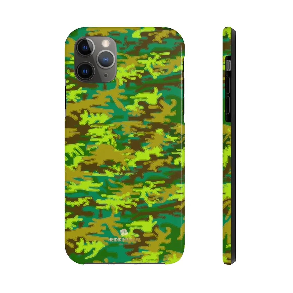 Bright Green Camo iPhone Case, Army Print Case Mate Tough Samsung Galaxy Phone Cases