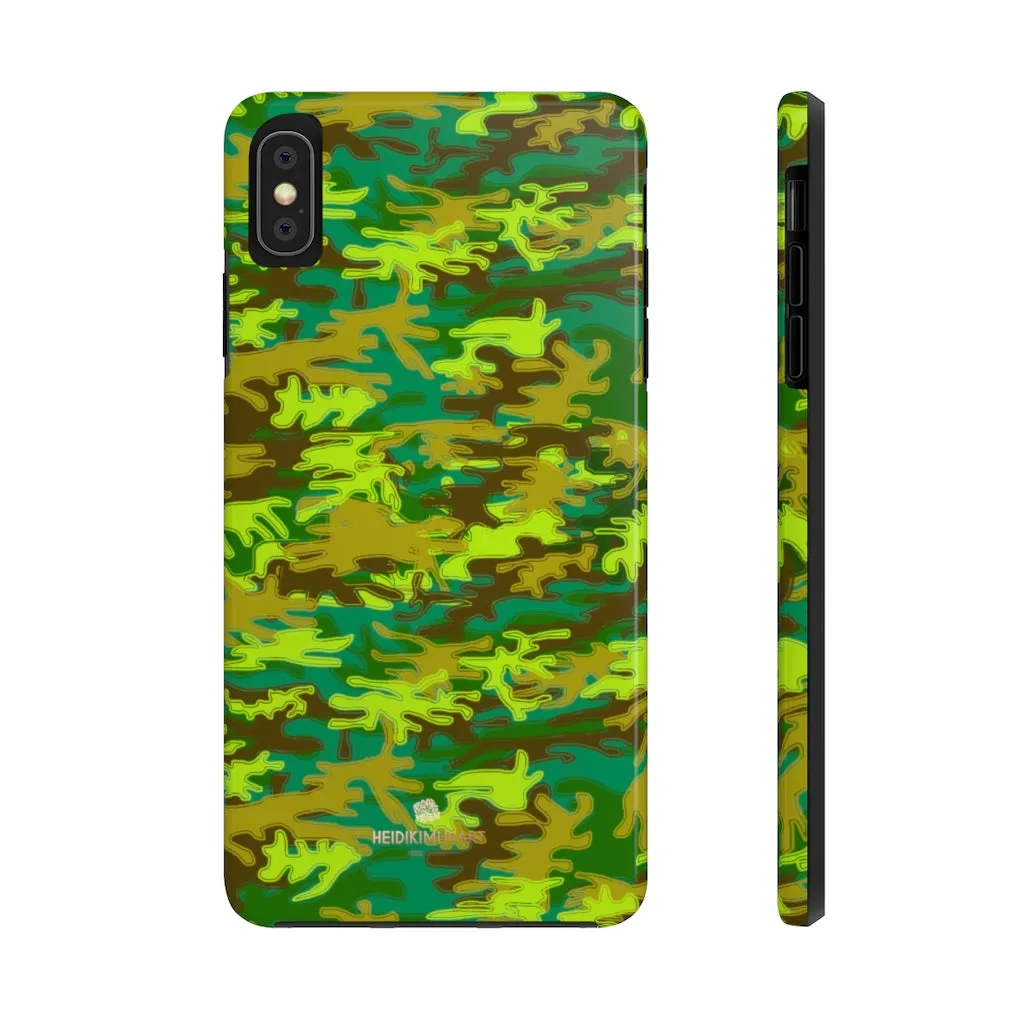 Bright Green Camo iPhone Case, Army Print Case Mate Tough Samsung Galaxy Phone Cases