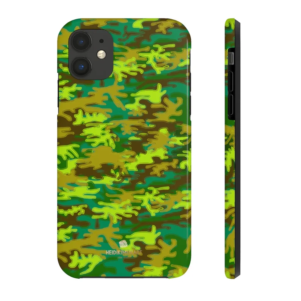 Bright Green Camo iPhone Case, Army Print Case Mate Tough Samsung Galaxy Phone Cases