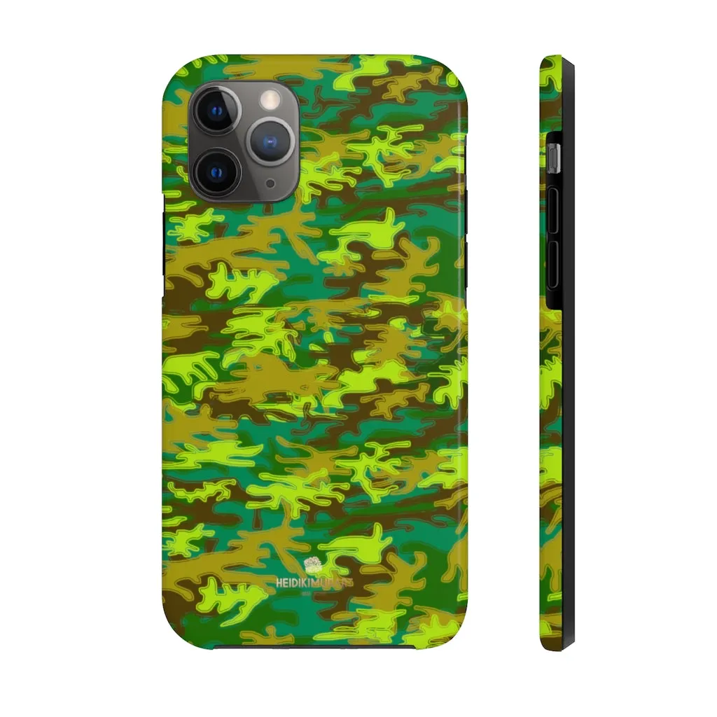 Bright Green Camo iPhone Case, Army Print Case Mate Tough Samsung Galaxy Phone Cases