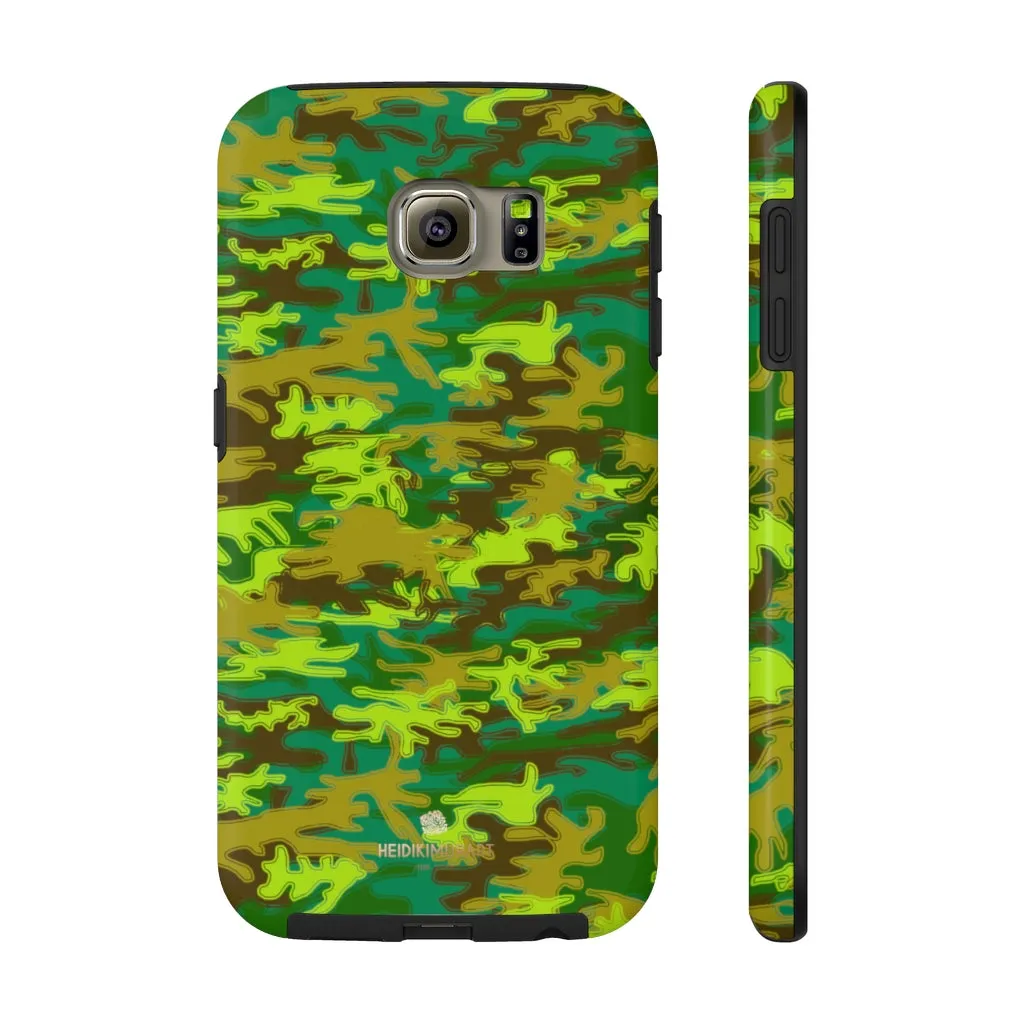 Bright Green Camo iPhone Case, Army Print Case Mate Tough Samsung Galaxy Phone Cases