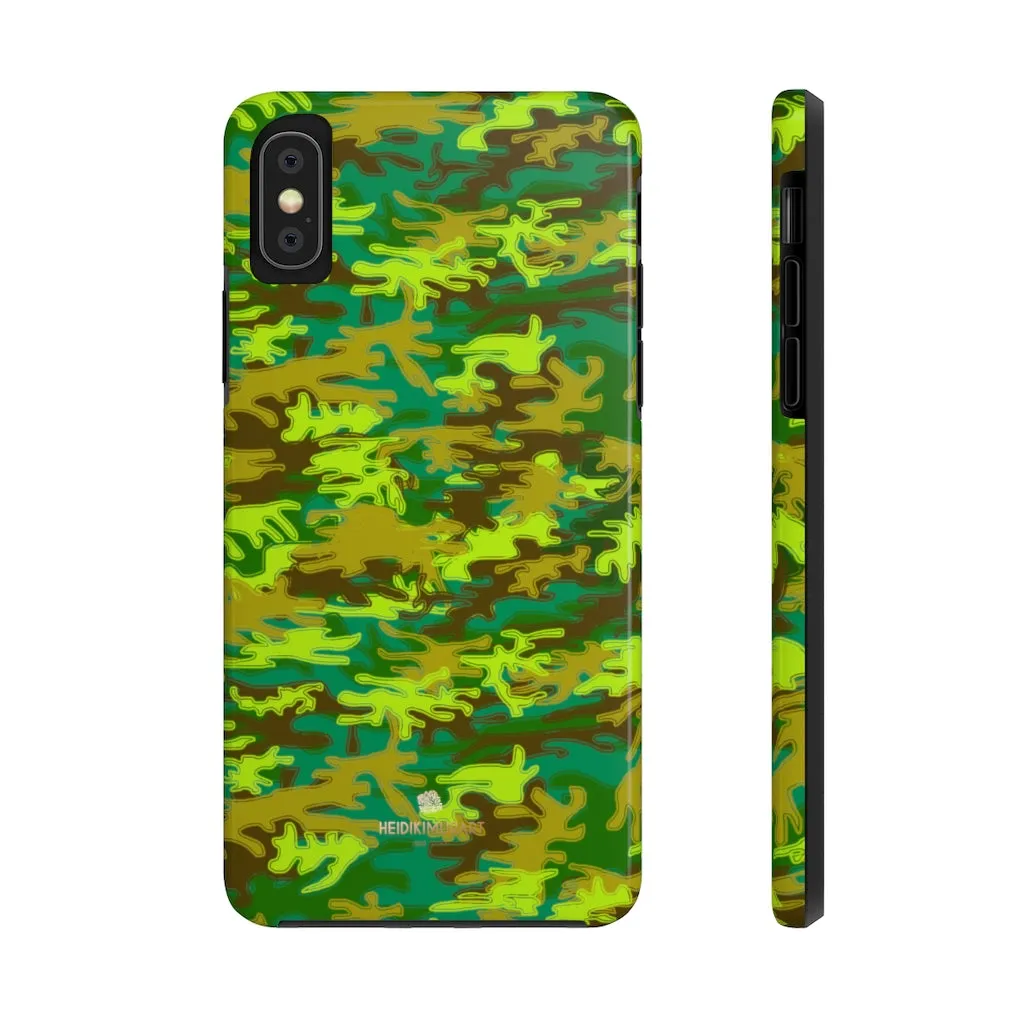 Bright Green Camo iPhone Case, Army Print Case Mate Tough Samsung Galaxy Phone Cases