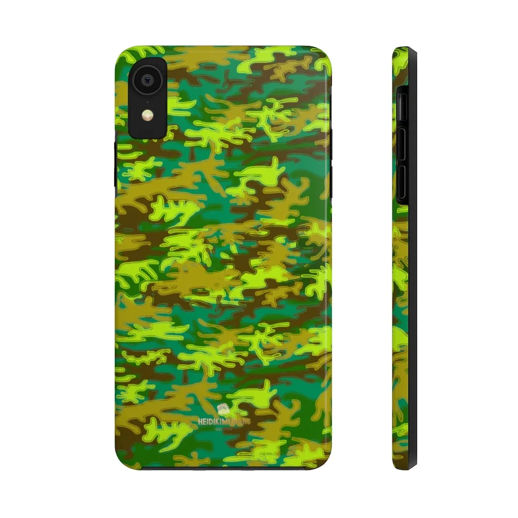 Bright Green Camo iPhone Case, Army Print Case Mate Tough Samsung Galaxy Phone Cases