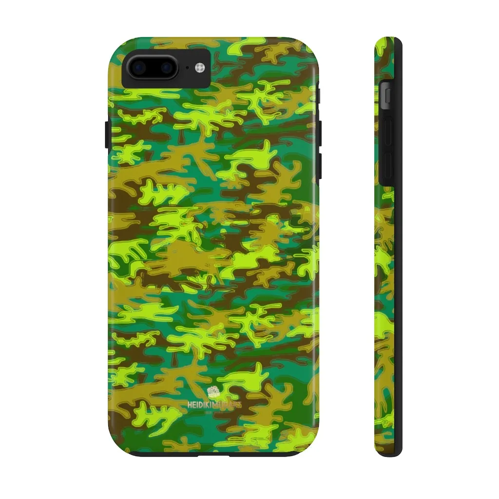 Bright Green Camo iPhone Case, Army Print Case Mate Tough Samsung Galaxy Phone Cases