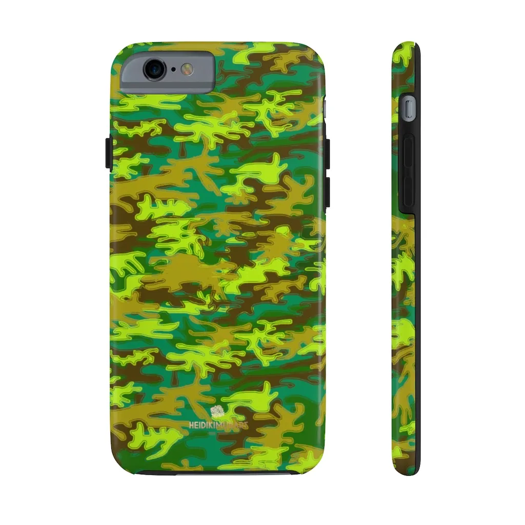 Bright Green Camo iPhone Case, Army Print Case Mate Tough Samsung Galaxy Phone Cases