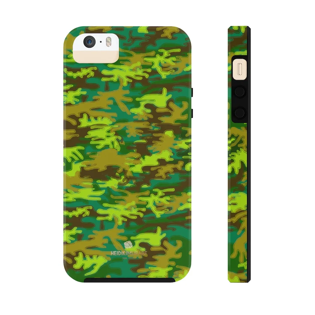 Bright Green Camo iPhone Case, Army Print Case Mate Tough Samsung Galaxy Phone Cases