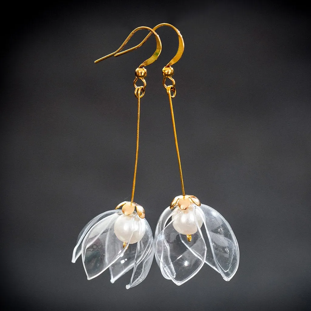 Clear Lily Drop Earrings