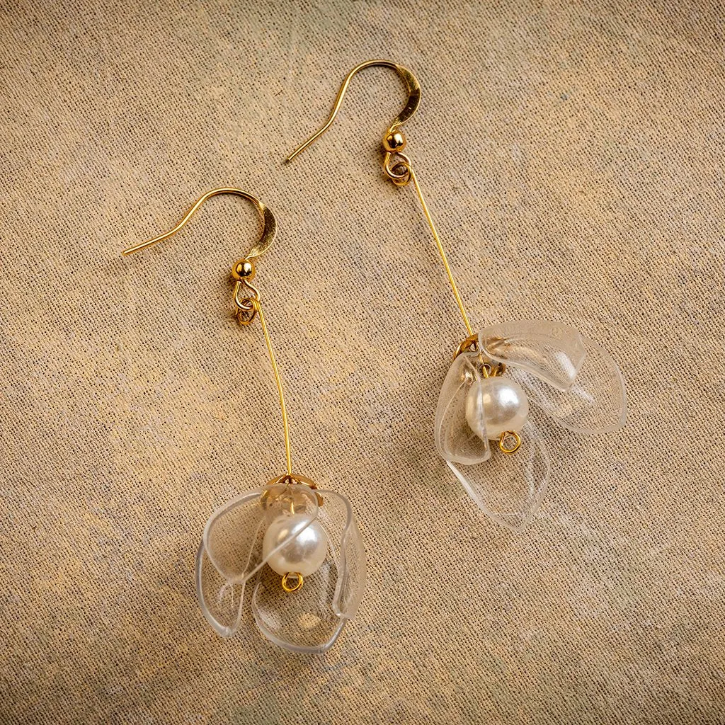 Clear Lily Drop Earrings