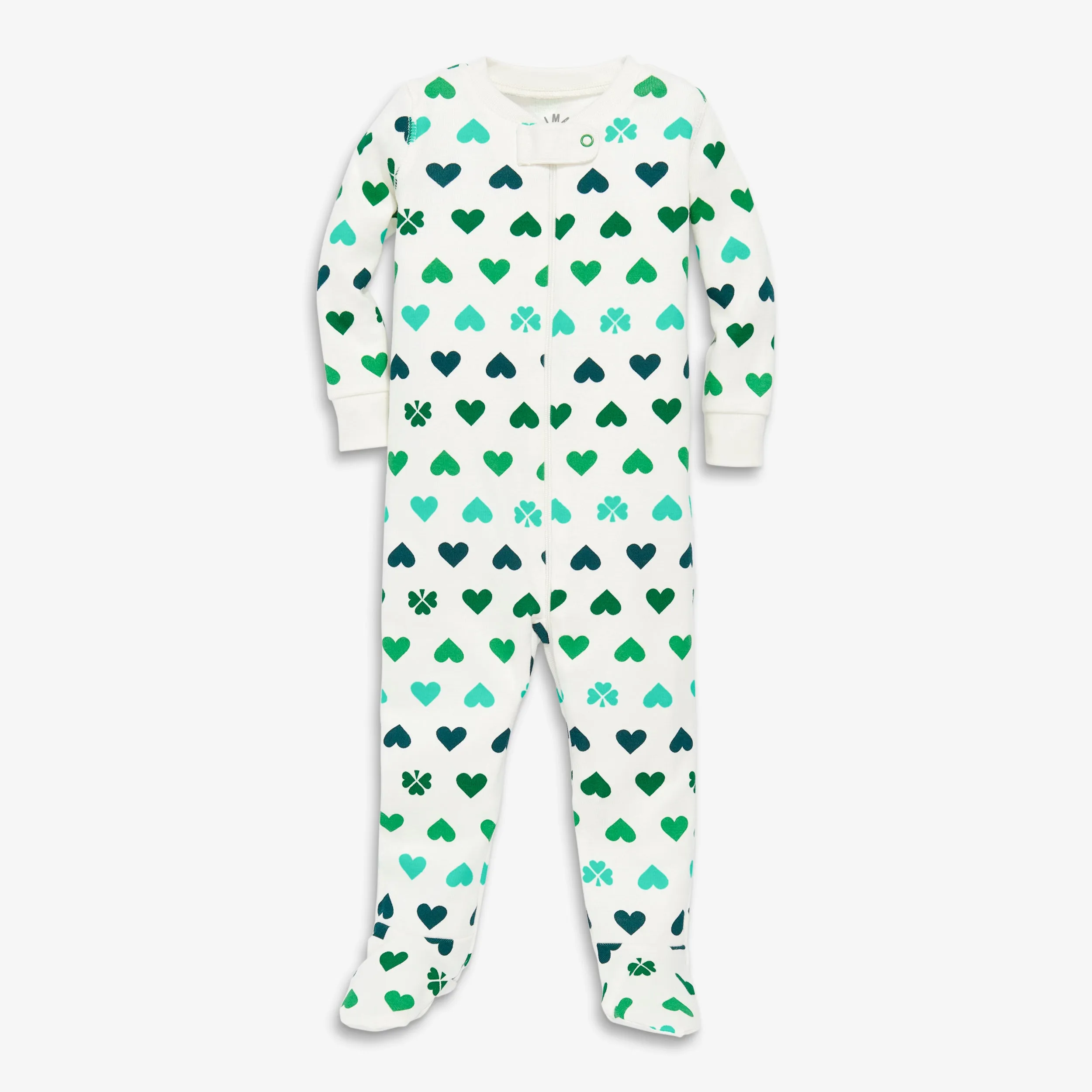 Clearance baby organic zip footie in lucky clovers