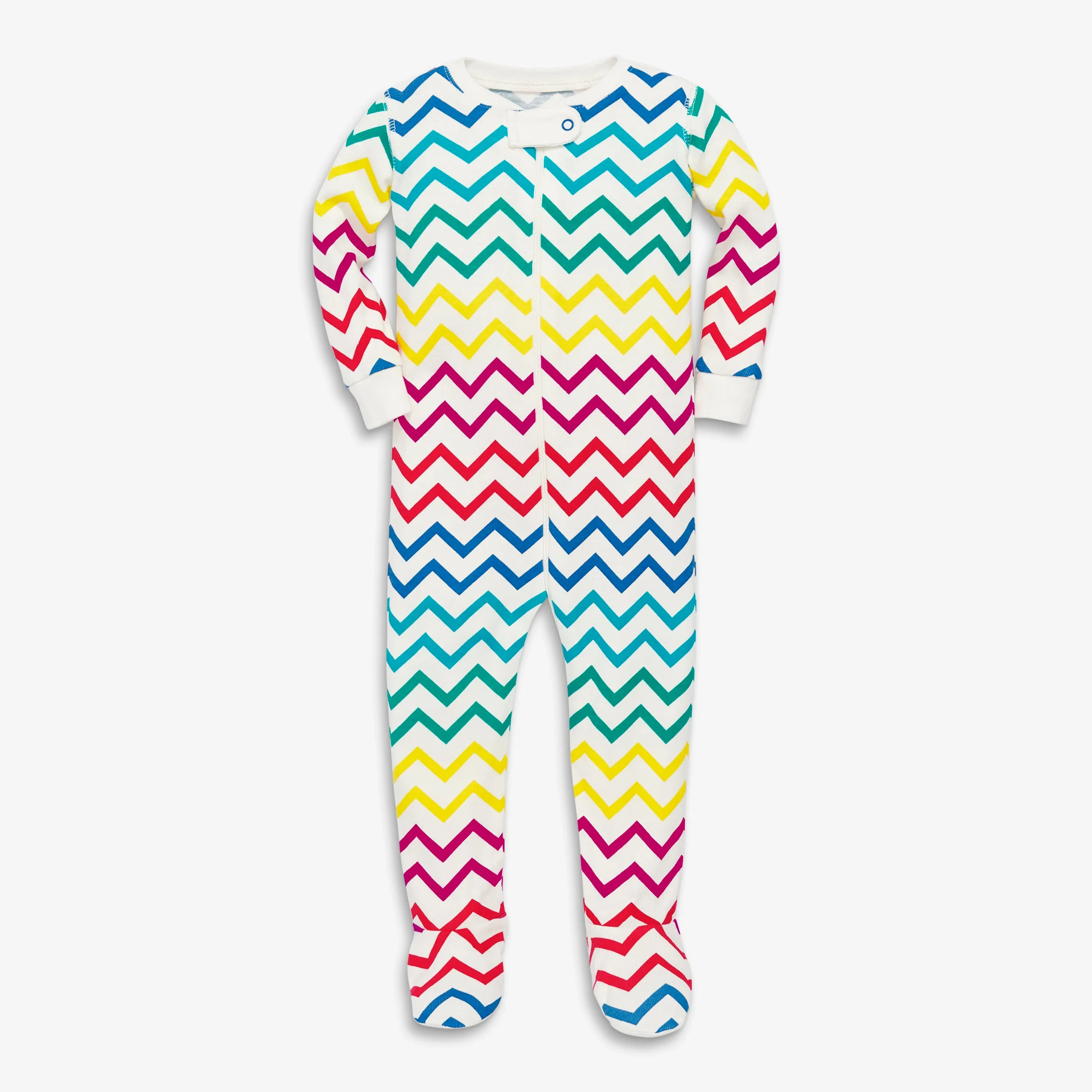 Clearance baby organic zip footie in rainbow chevron