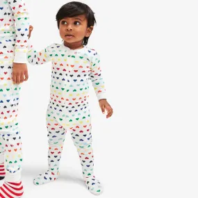 Clearance baby organic zip footie in rainbow heart