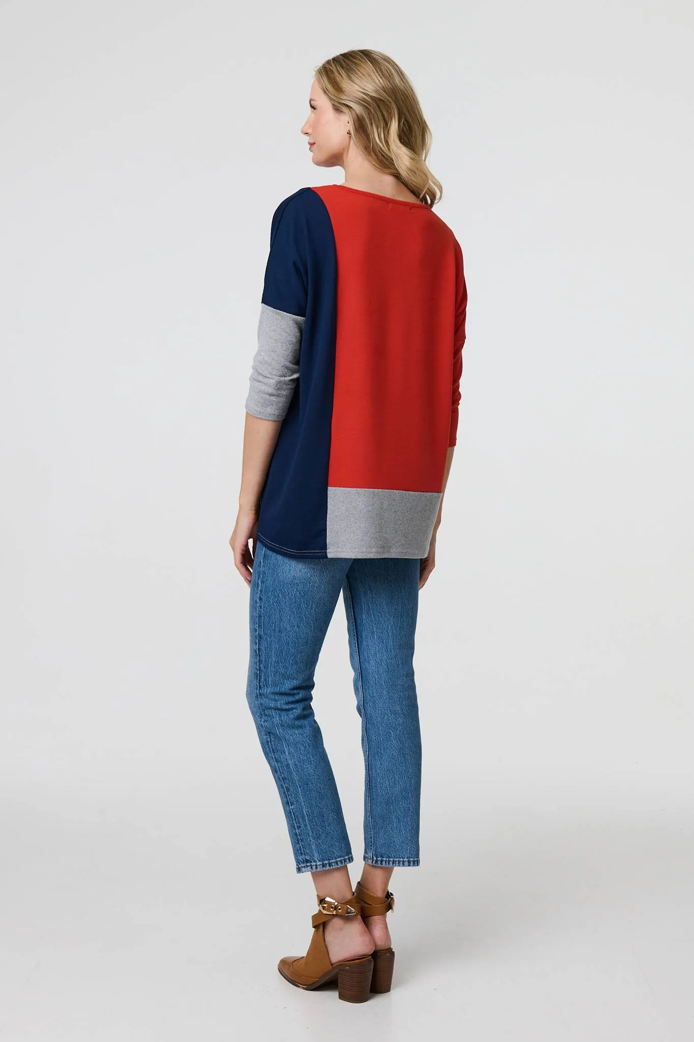 Colour Block Long Sleeve Relaxed Top