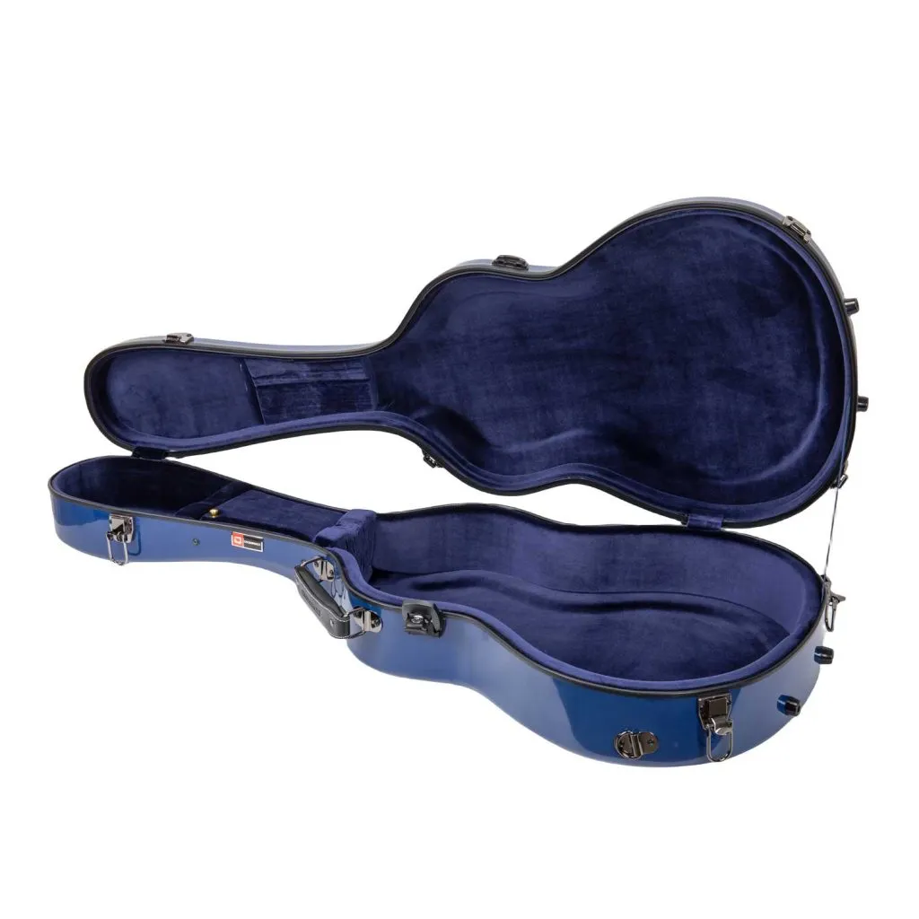 Crossrock CRF2020-00012NVBL Acoustic Guitar Fiberglass Case for Martin 000 Style - Navy Blue