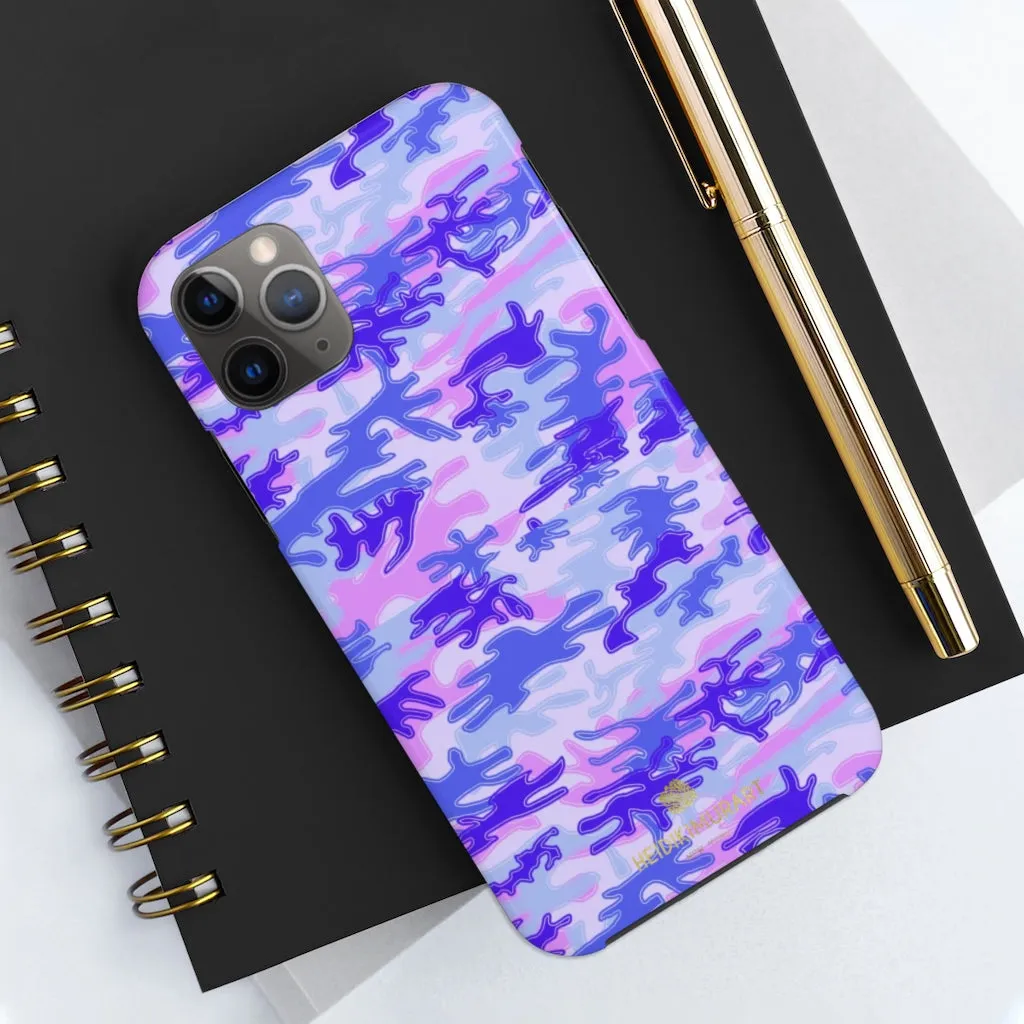 Cute Purple Camo iPhone Case, Pink Best Army Camouflage Case Mate Tough Phone Cases