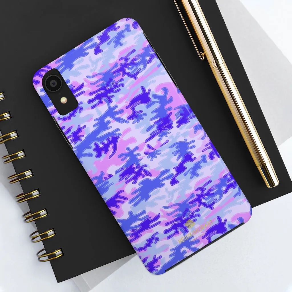 Cute Purple Camo iPhone Case, Pink Best Army Camouflage Case Mate Tough Phone Cases