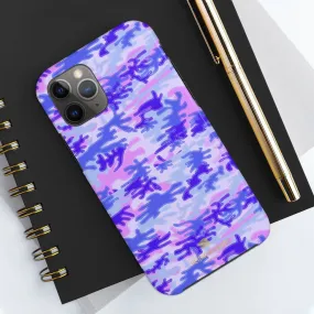 Cute Purple Camo iPhone Case, Pink Best Army Camouflage Case Mate Tough Phone Cases