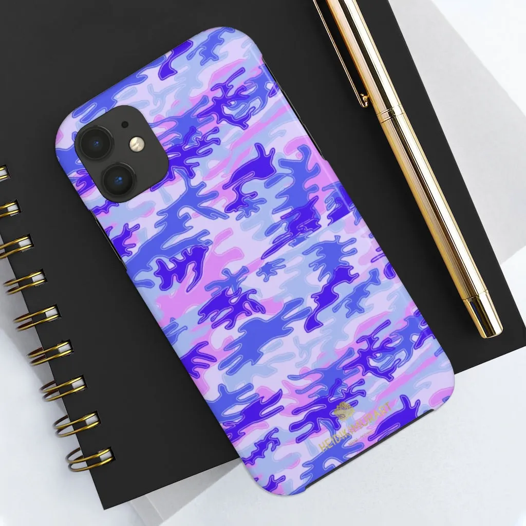 Cute Purple Camo iPhone Case, Pink Best Army Camouflage Case Mate Tough Phone Cases