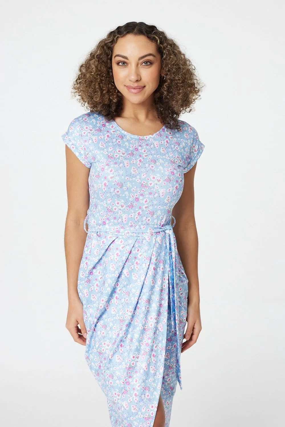 Ditsy Floral Tulip Hem Midi Dress