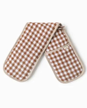 Double oven mitt (1 pcs) in Cinnamon gingham