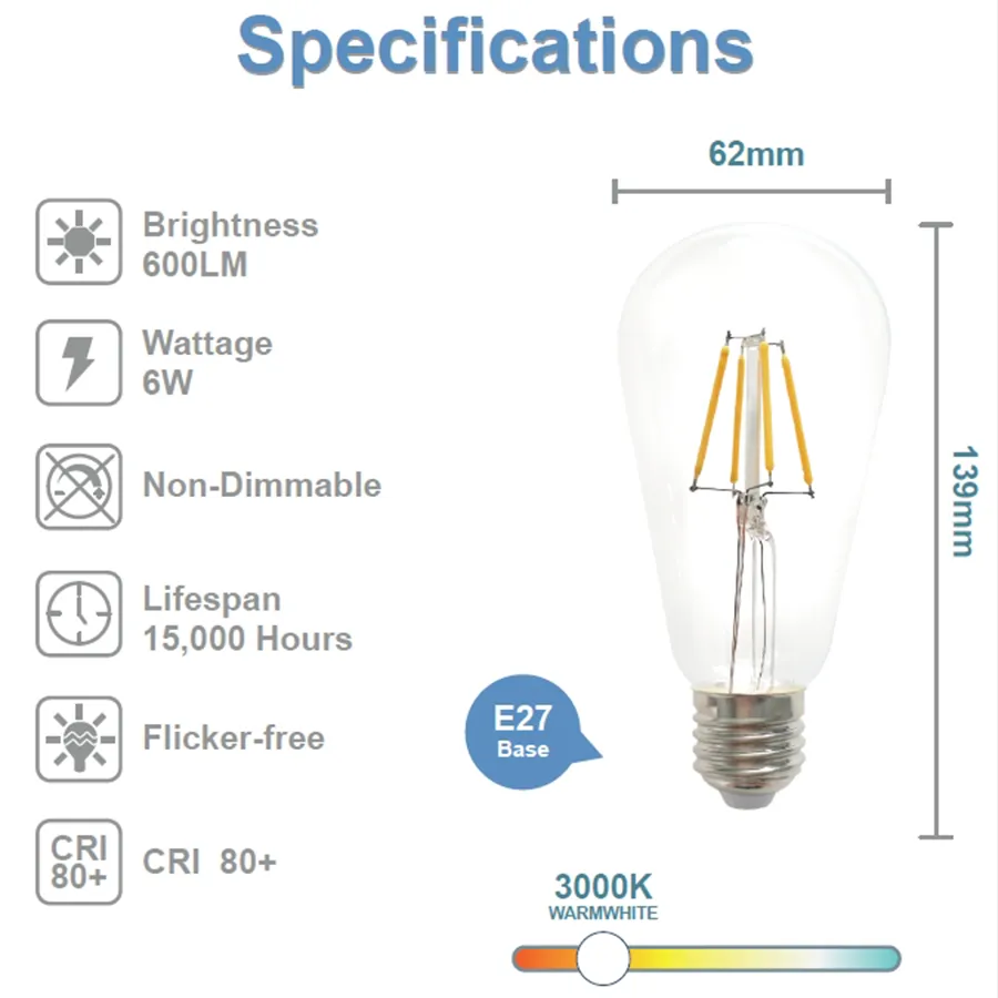 Filament Pear Bulb Warmwhite 6W