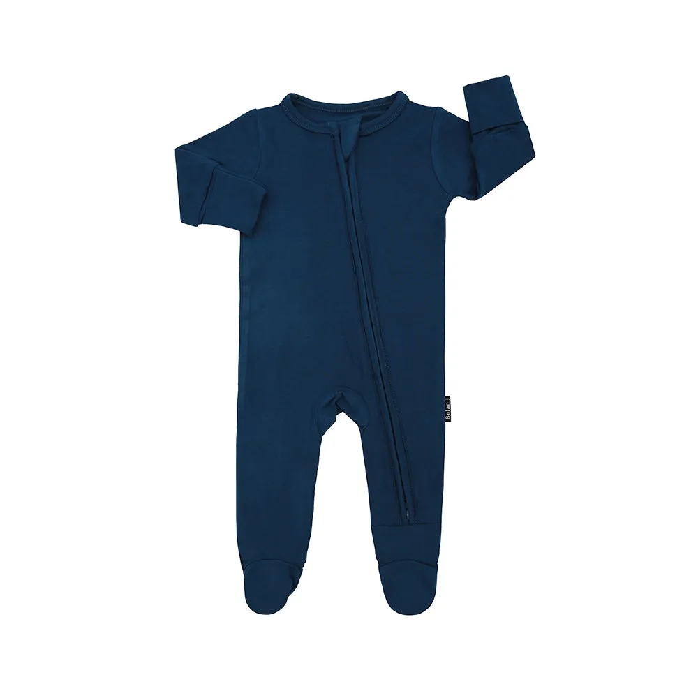 Footed Zipper Sleeper - Deep Blue