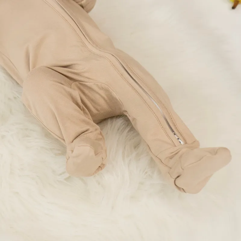 Footed Zipper Sleeper - Oatmeal