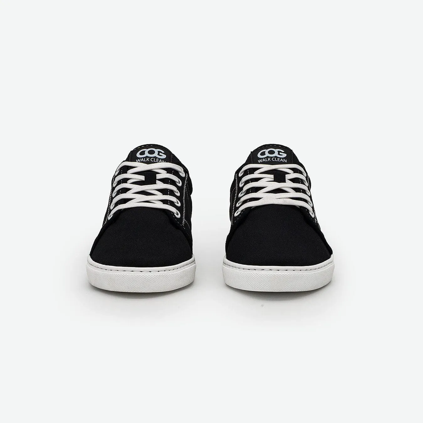 Gaia Unisex Recycled Canvas Vegan Sneakers | Black & White