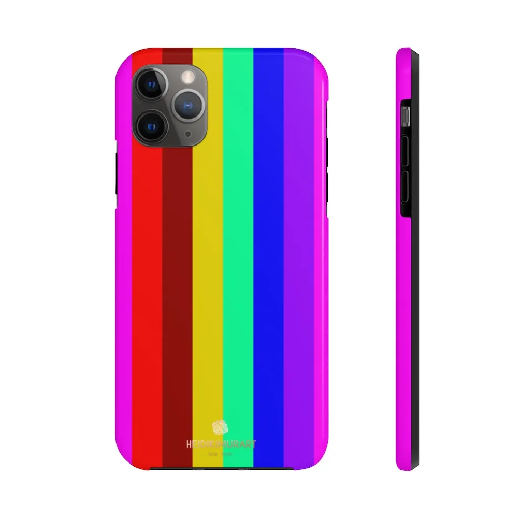 Gay Pride Colorful iPhone Case, Striped Bright Case Mate Tough Samsung Galaxy Phone Cases