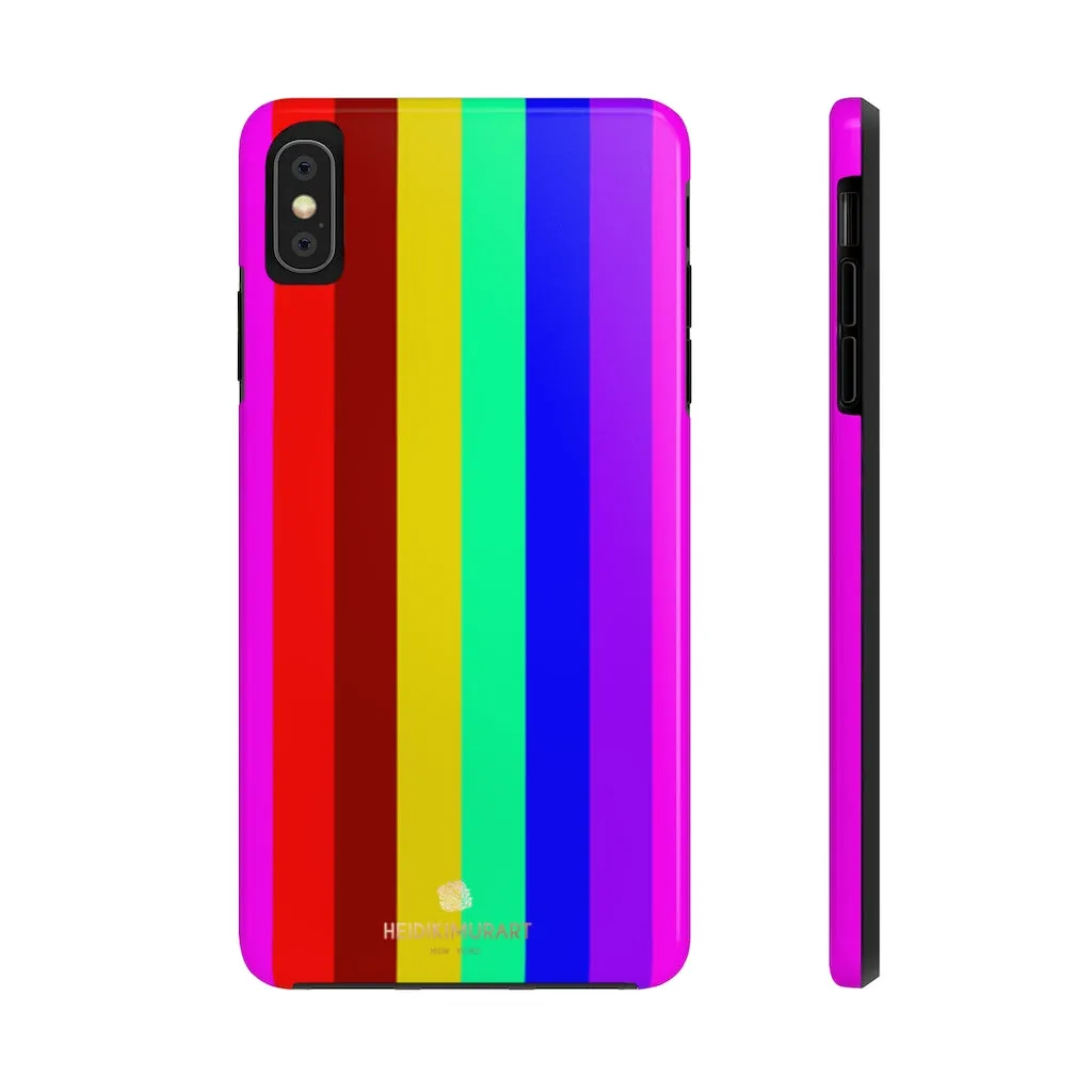 Gay Pride Colorful iPhone Case, Striped Bright Case Mate Tough Samsung Galaxy Phone Cases