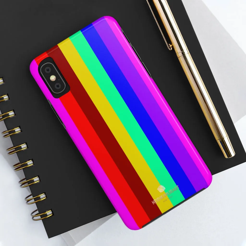 Gay Pride Colorful iPhone Case, Striped Bright Case Mate Tough Samsung Galaxy Phone Cases