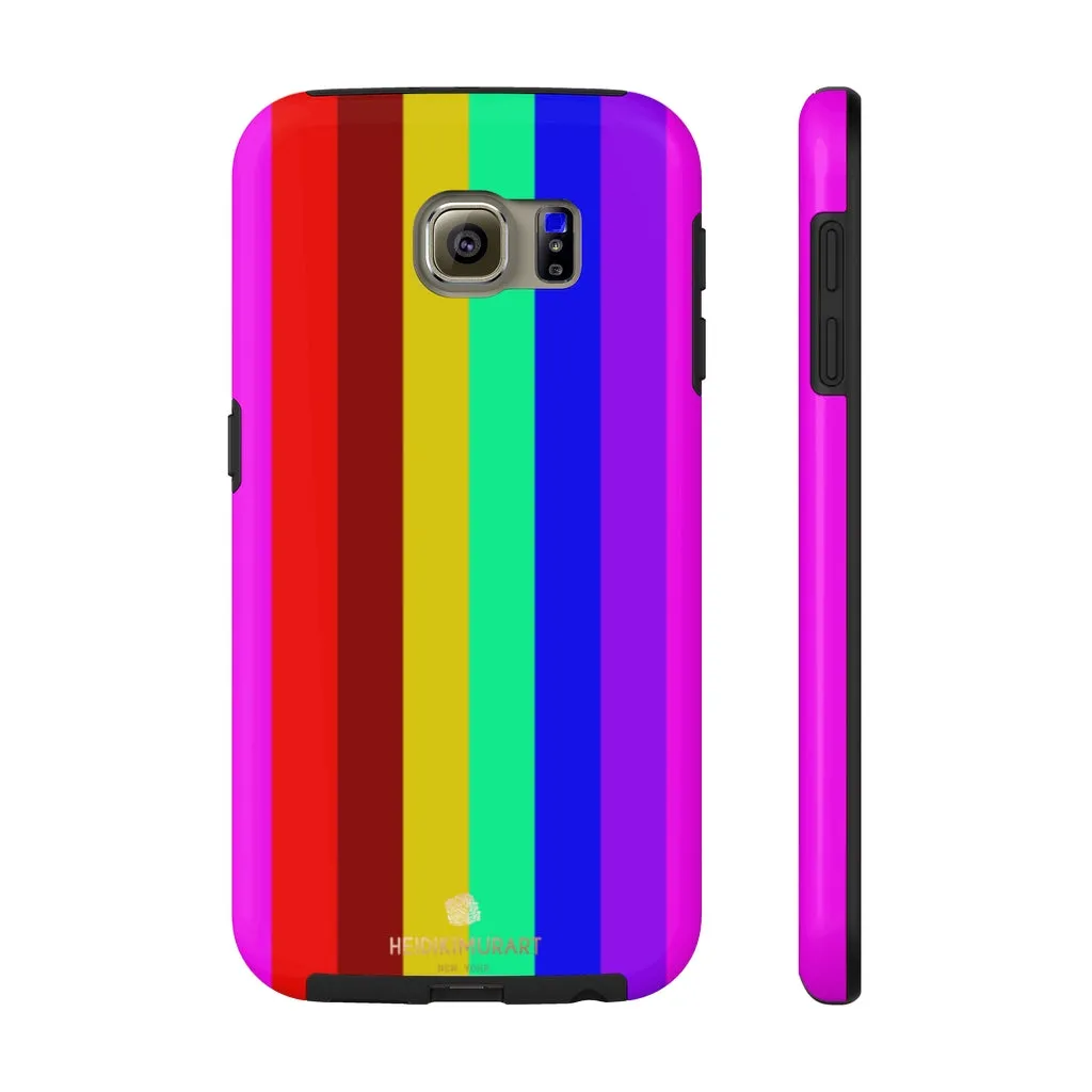 Gay Pride Colorful iPhone Case, Striped Bright Case Mate Tough Samsung Galaxy Phone Cases