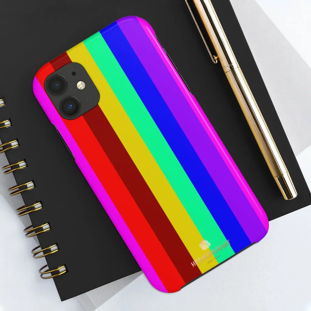 Gay Pride Colorful iPhone Case, Striped Bright Case Mate Tough Samsung Galaxy Phone Cases