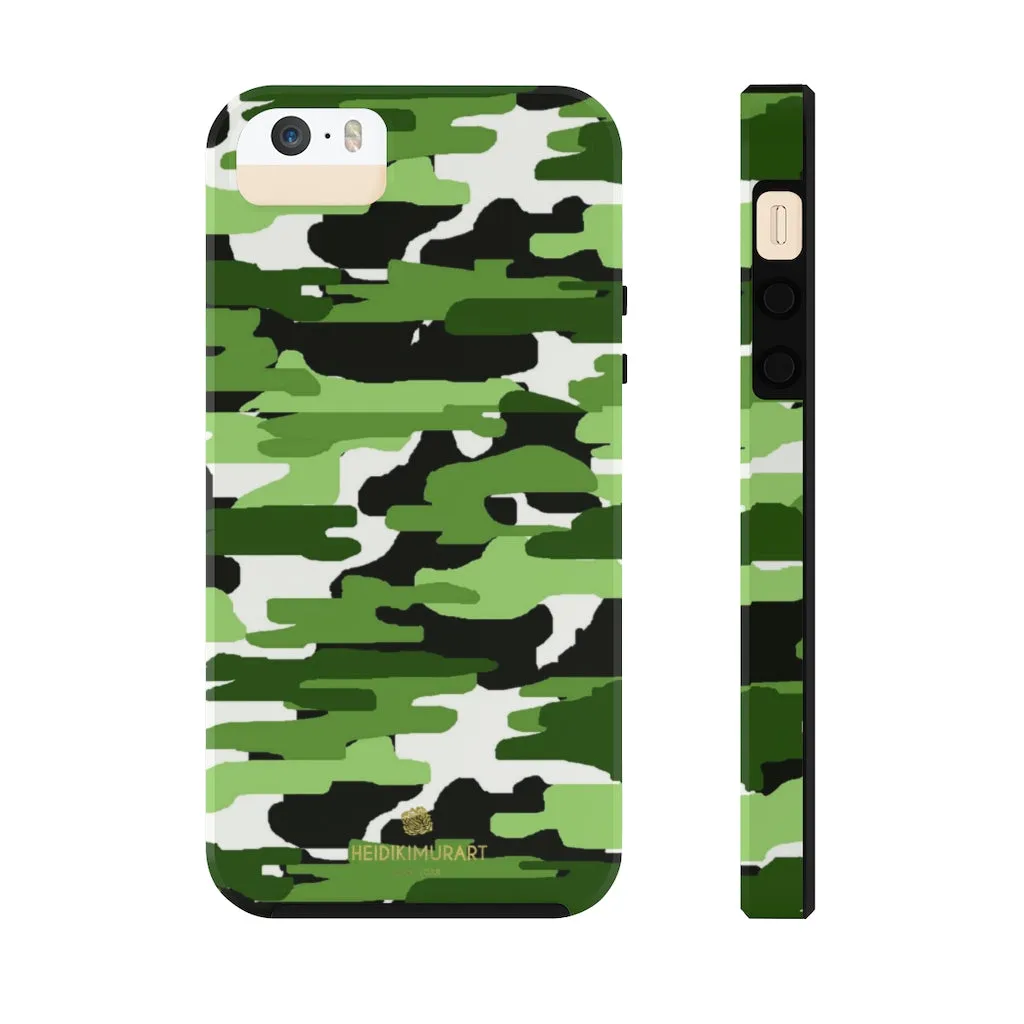 Green Camo Print iPhone Case, Camouflage Case Mate Tough Samsung Galaxy Phone Cases