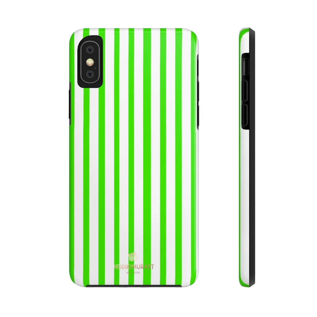 Green White Striped iPhone Case, Modern Case Mate Tough Samsung Galaxy Phone Cases