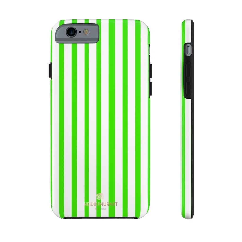 Green White Striped iPhone Case, Modern Case Mate Tough Samsung Galaxy Phone Cases