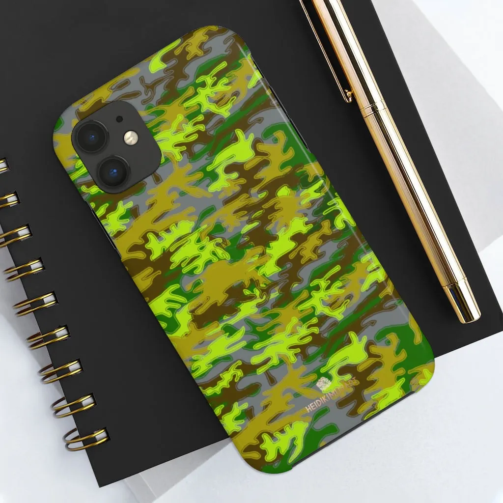 Grey Green Camo iPhone Case, Military Print Case Mate Tough Samsung Galaxy Phone Cases