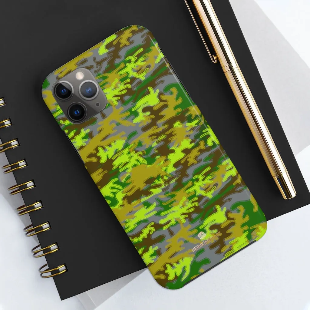 Grey Green Camo iPhone Case, Military Print Case Mate Tough Samsung Galaxy Phone Cases