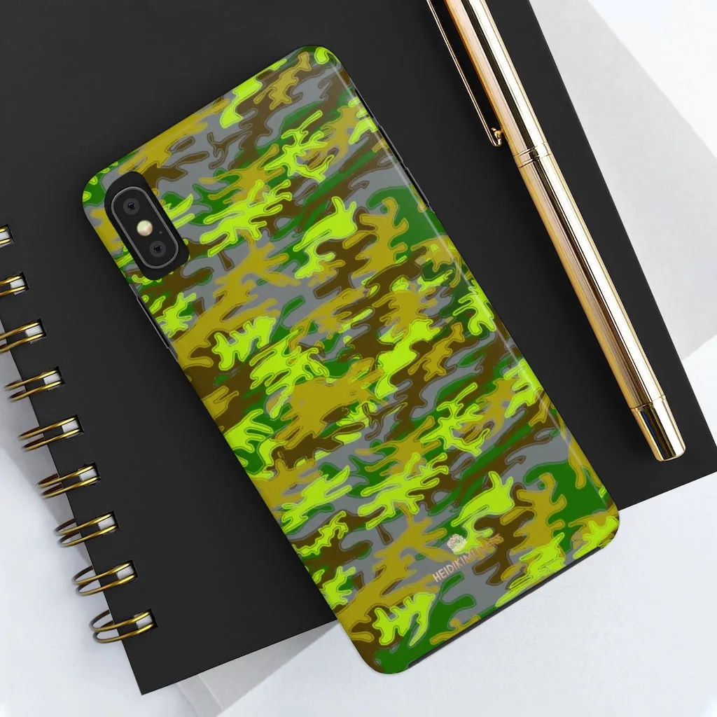 Grey Green Camo iPhone Case, Military Print Case Mate Tough Samsung Galaxy Phone Cases