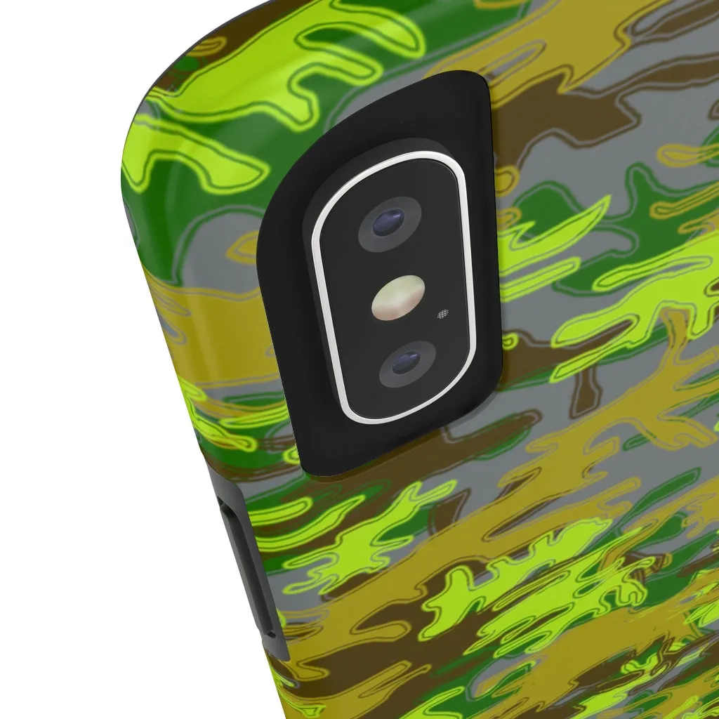 Grey Green Camo iPhone Case, Military Print Case Mate Tough Samsung Galaxy Phone Cases