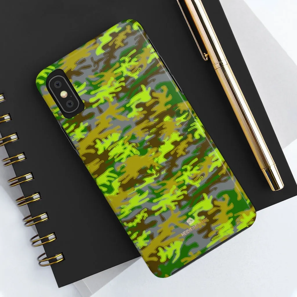 Grey Green Camo iPhone Case, Military Print Case Mate Tough Samsung Galaxy Phone Cases