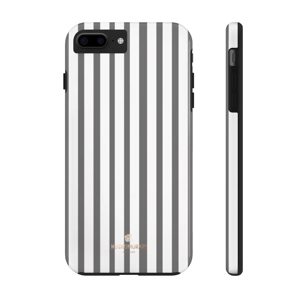 Grey Striped iPhone Case, Modern Designer Case Mate Tough Samsung Galaxy Phone Cases