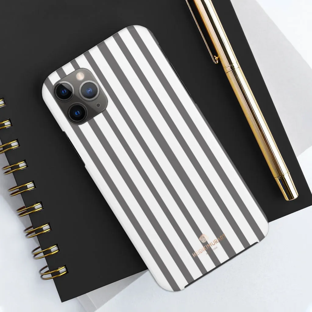 Grey Striped iPhone Case, Modern Designer Case Mate Tough Samsung Galaxy Phone Cases