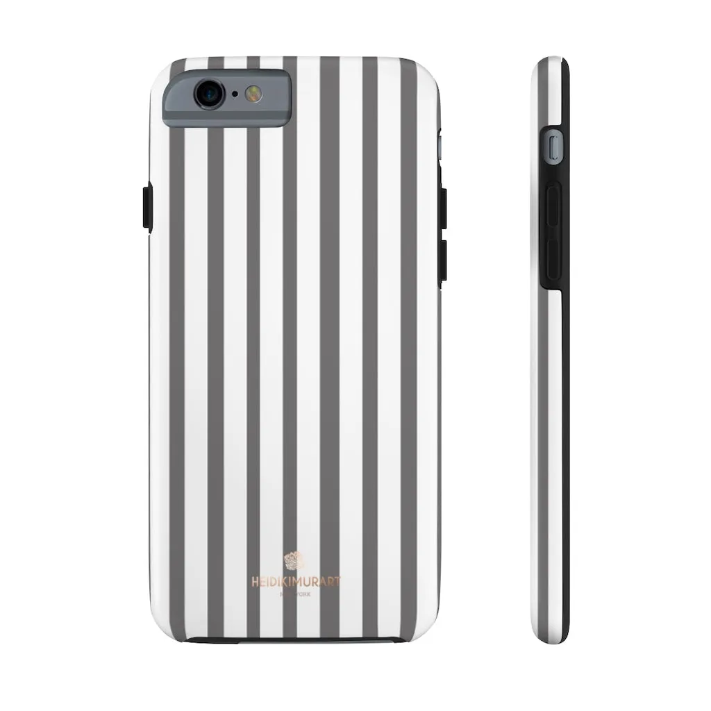 Grey Striped iPhone Case, Modern Designer Case Mate Tough Samsung Galaxy Phone Cases