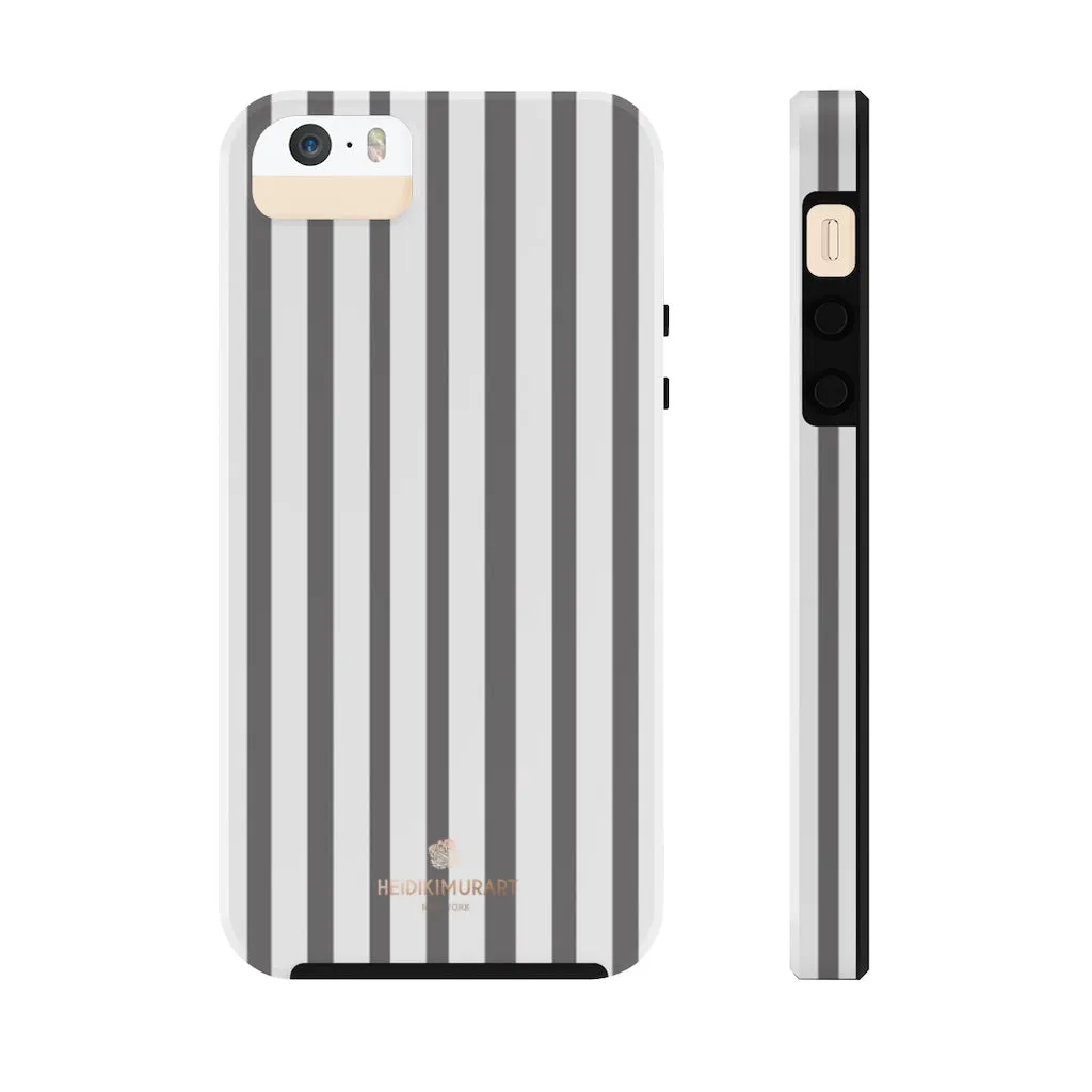 Grey Striped iPhone Case, Modern Designer Case Mate Tough Samsung Galaxy Phone Cases