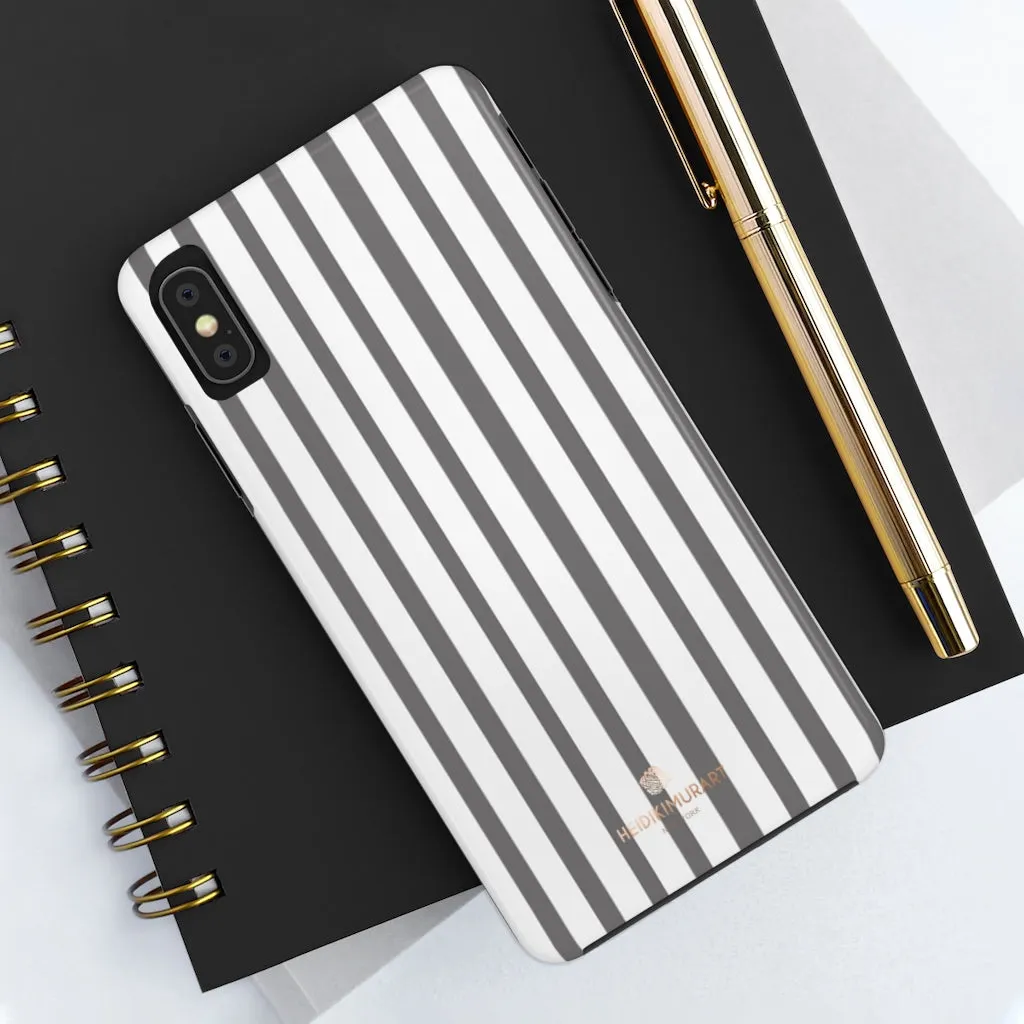 Grey Striped iPhone Case, Modern Designer Case Mate Tough Samsung Galaxy Phone Cases