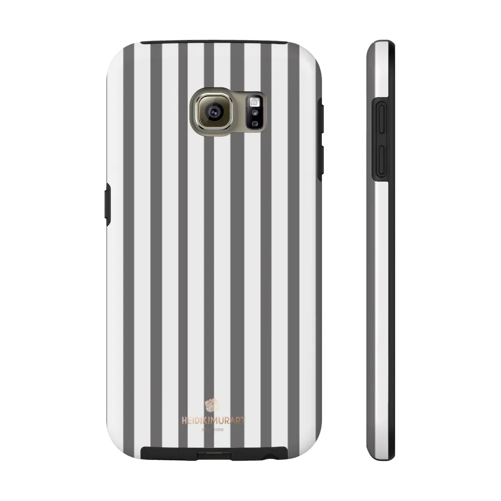 Grey Striped iPhone Case, Modern Designer Case Mate Tough Samsung Galaxy Phone Cases